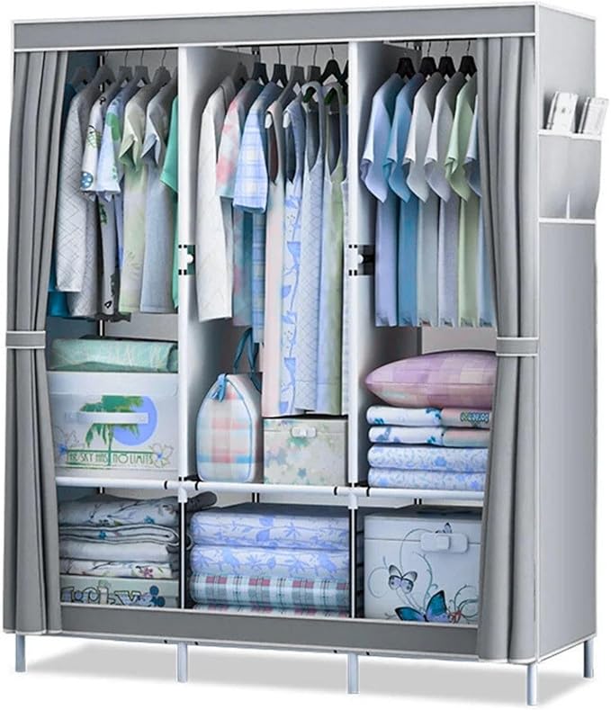 Guarda Roupa Dobrável Armário Organizador de Roupas 3 Portas Multiuso