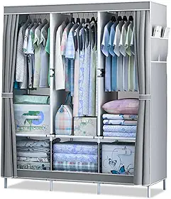 Guarda Roupa Dobrável Armário Organizador de Roupas Camiseta Calça 3 Portas Multiuso