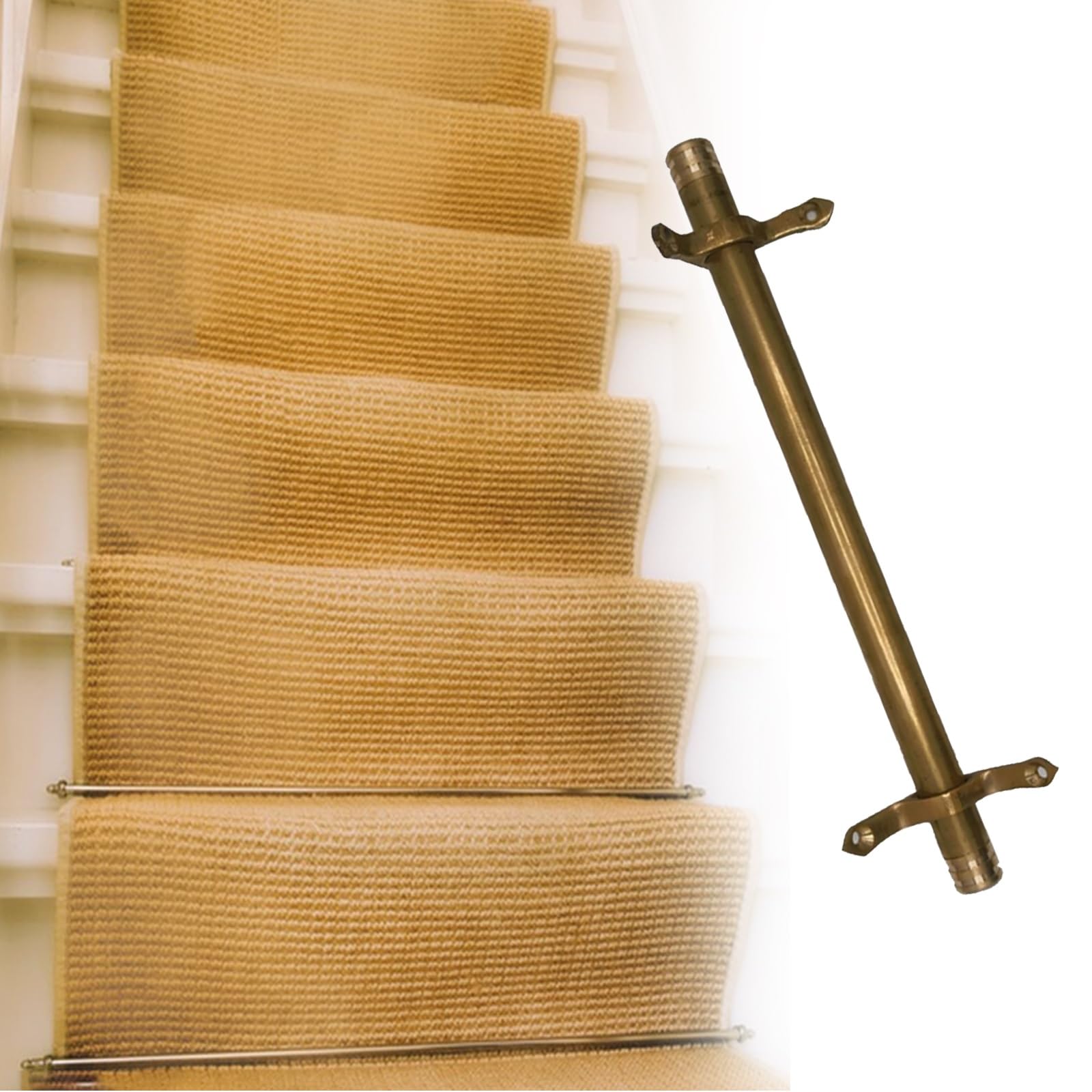 Barre d'escalier en laiton déco chaleureuse pour tapis de couloir et marche