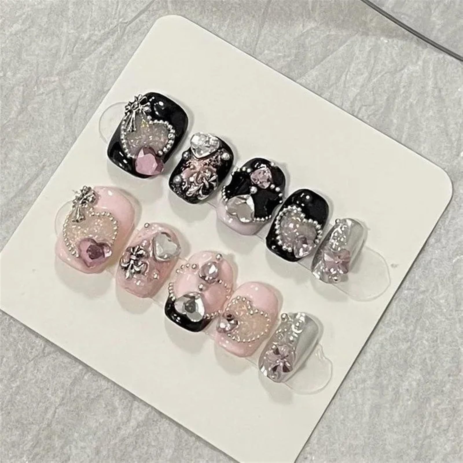 Unghie finte Corte, Indossare Nail Personality Burst Flash Dolce Fresco Unghie Corte Incantesimo Trapano Perline in Acciaio Nail Art Design Stile Finito