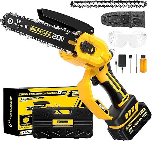 Mini motosierra inalámbrica compatible con batería Dewalt de 20 V Max, motosierra sin escobillas con dispositivo de tensión de cadena automático y