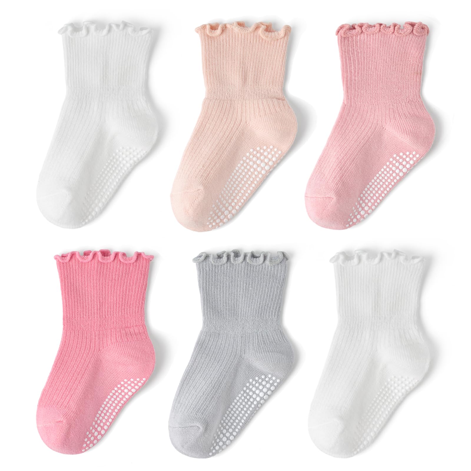 Baby Toddler Ruffle Socks for Girls Cute Crew Grip Frilly Socks
