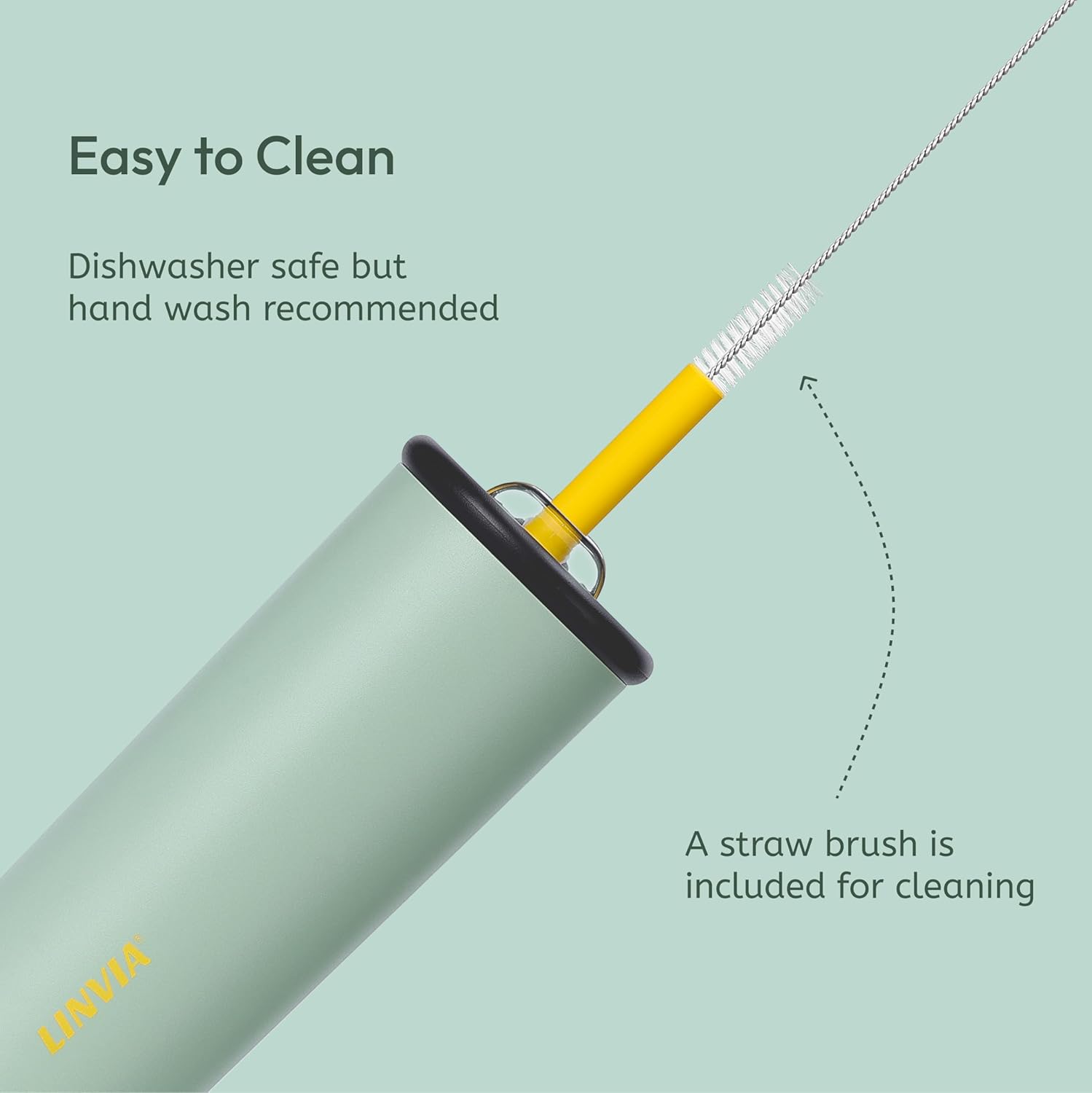 Candy Tumbler, 25 oz Insulated Stainless Steel Water Bottle, 2-in-1 Lid with Flexible Straw, BPA-Free, Cup Holder Friendly, Dishwasher Safe, Avocado Green - Image 4