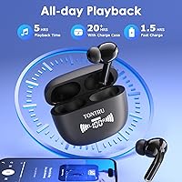 Vista 6 de Auriculares inalámbricos, auriculares Bluetooth 5.3 con reducción de ruido ENC/ANC, pantalla de alimentación LED, control táctil, IPX4 impermeable