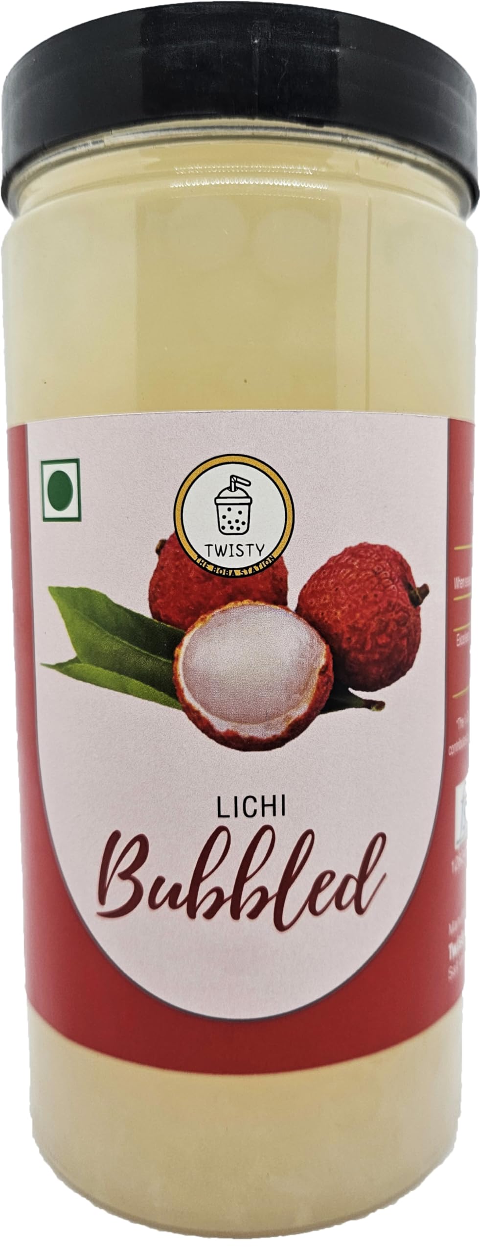 Twisty The Boba Station® Popping Boba for Bubble Tea, Milkshakes, Ice Cream and Yogurt | Boba Tea Variety of Flavors - Vegan | Boba 1 kg with 10 Pieces Straws (Litchee)