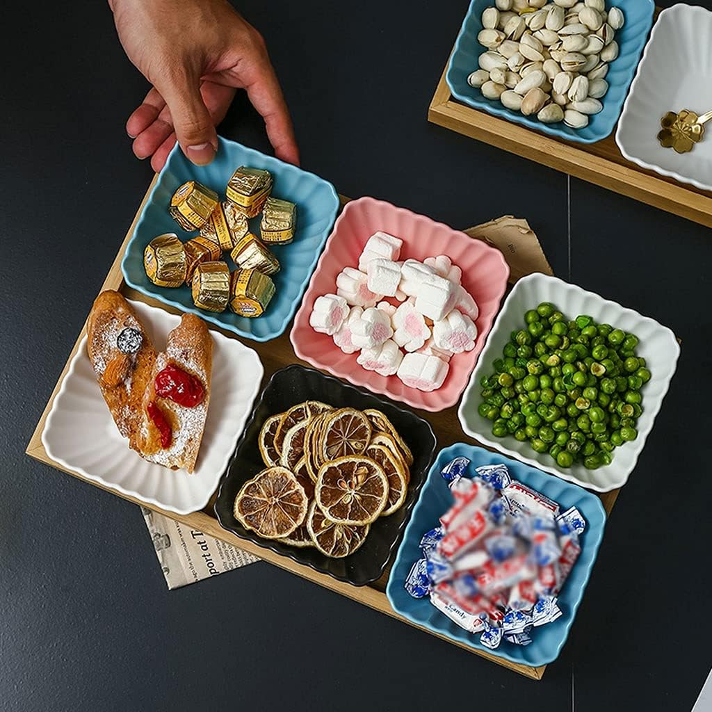 小さなデザートボウル 6コンパートメント分割セラミックソースディッシュ浸漬ボウルフルーツデザートスモールレイザー用レストラン豆腐用酢