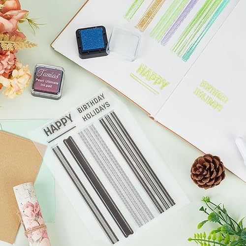 Miniatura 4 de CRASPIRE Sellos de goma transparente, sello de silicona a rayas de color, sellos de silicona transparente para hacer diarios, tarjetas,