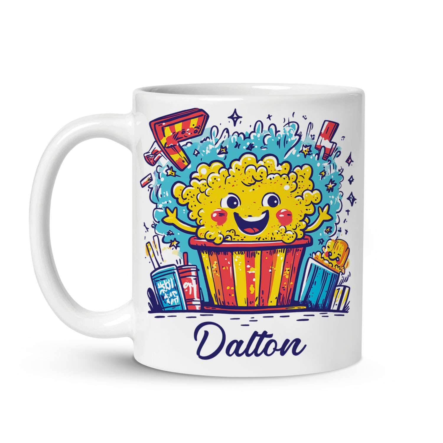 Funny Popcorn Character Cup, Custom Name Coffee ...