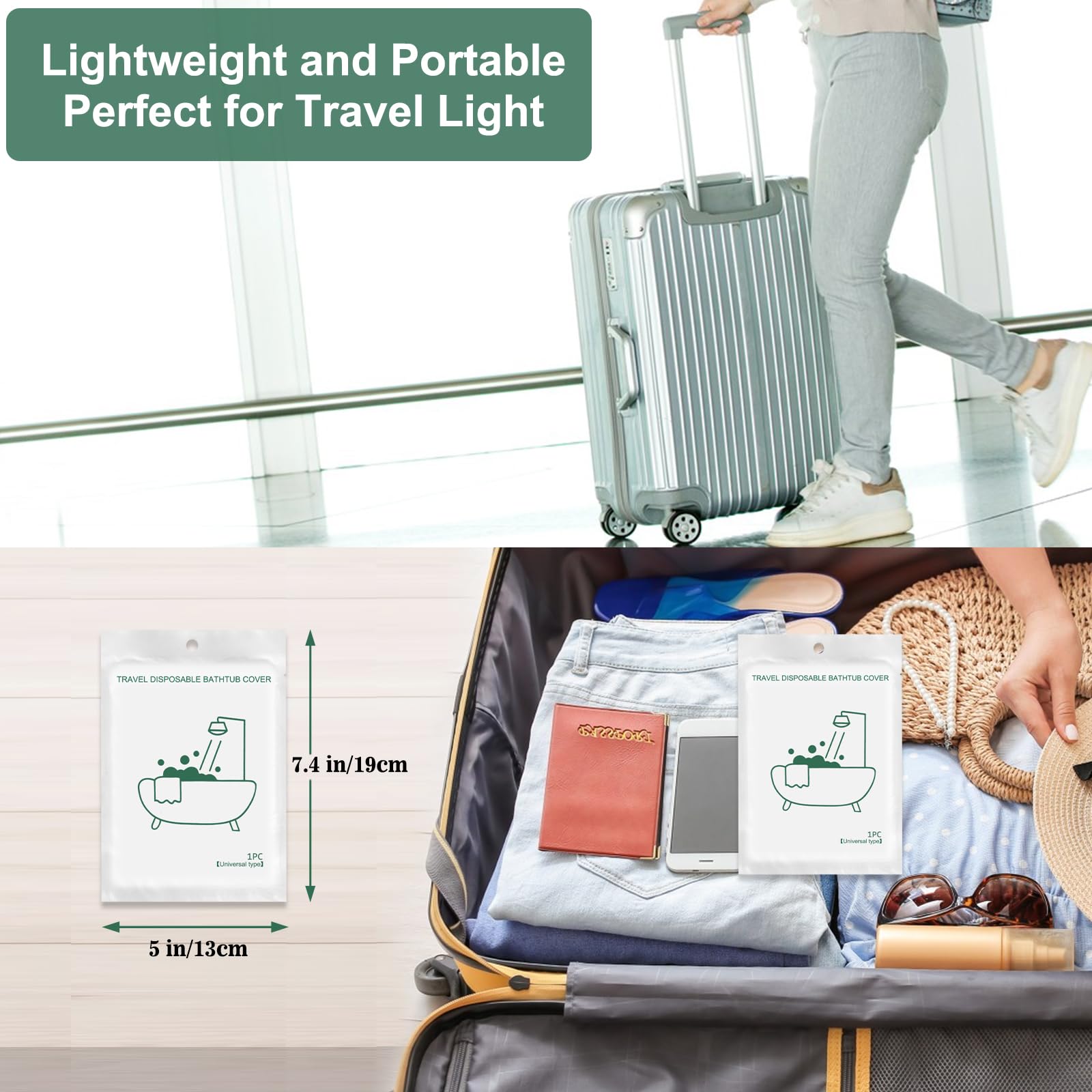 10 Stück hochwertige Einweg-Badewannen-Abdeckungen, tragbar, hitzebeständig, groß, verdickte Badewannenauskleidung für Zuhause, Reisen, Hotel, Badewannen, Salon, Spa (260 x 120 cm), einzeln verpackt