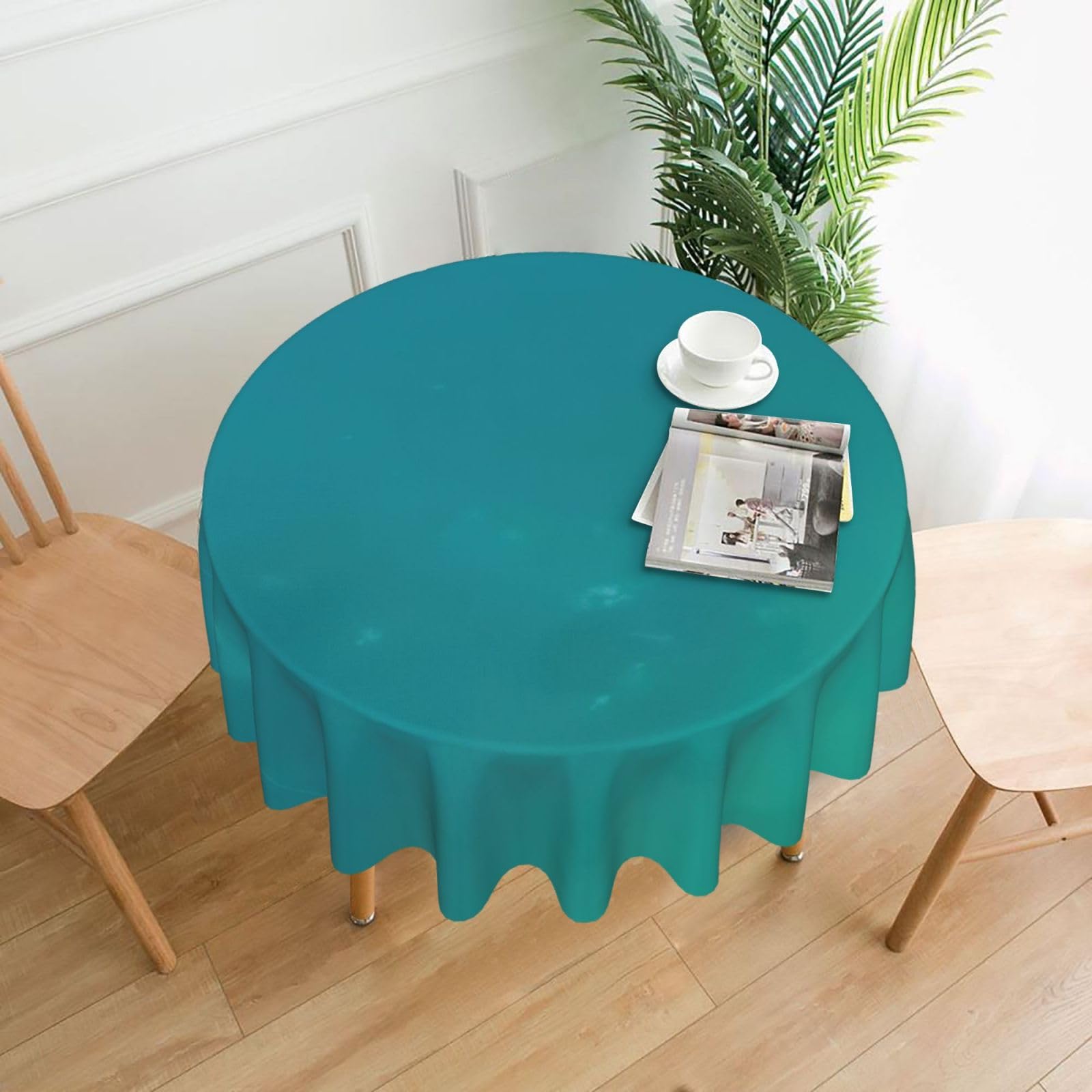 Uusnwaa Sea Print Round Tablecloth 60 Inch, Stain Wrinkle Resistant Washable Polyester Table Cover For Kitchen Party