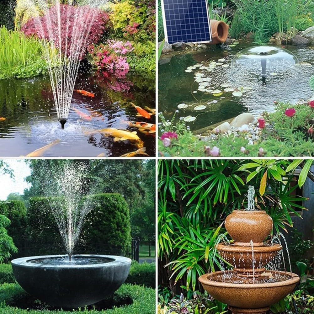 Zoegneer Solar-Springbrunnenpumpe, Wasserspiel, Vogeltränke, Outdoor-Gartendekoration, mit mehreren Düsen, einziehbarem Ständer und anpassbaren Sprühmustern, solarbetriebene Wasserzirkulation f
