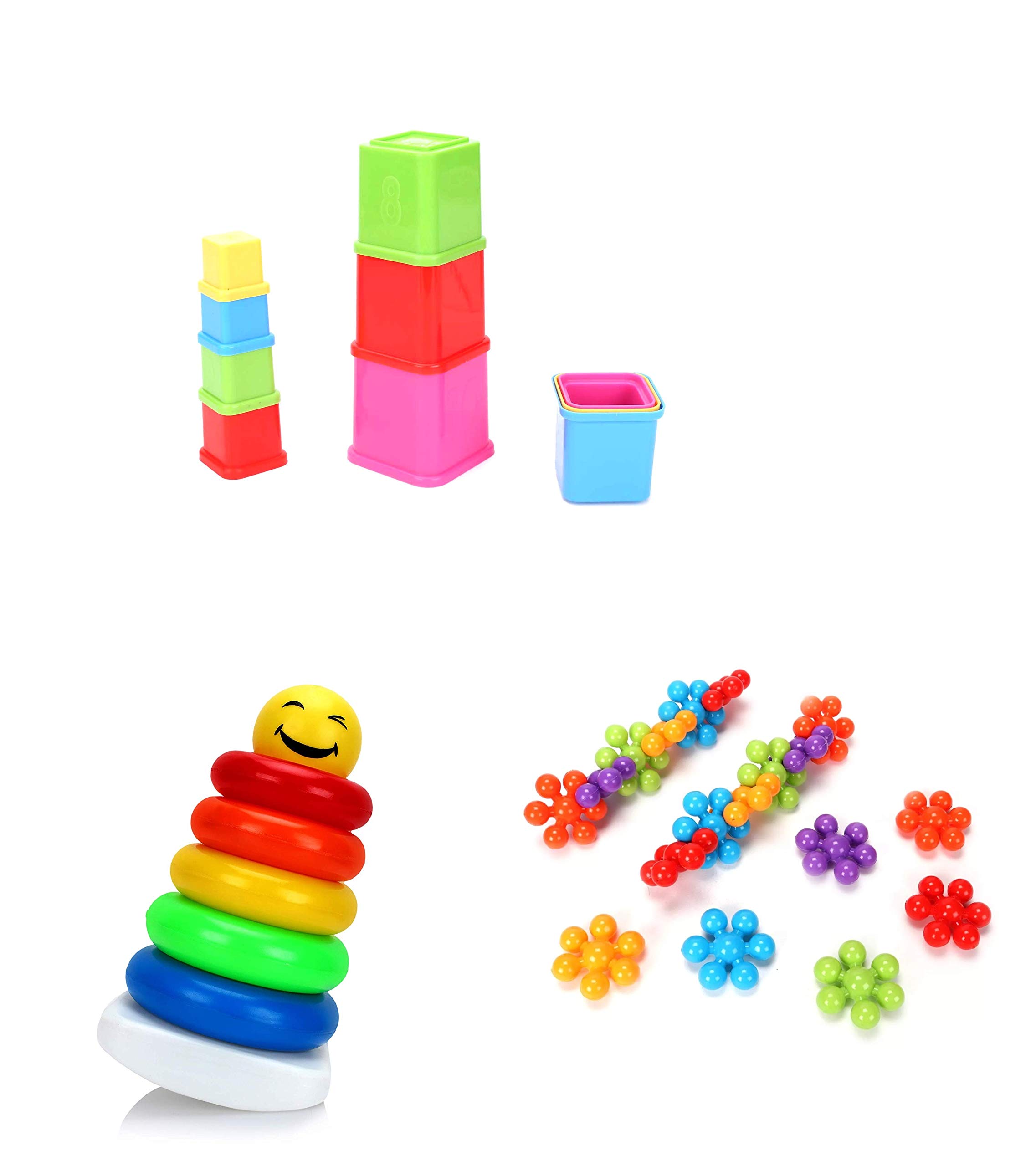 RATNAS Sorting and Stacking Toddlers Toys (3 in 1 Smiley Ring,Build UP Cubes & Fantasy Links) (B07WF7MTRR) Amazon Price History, Amazon Price Tracker