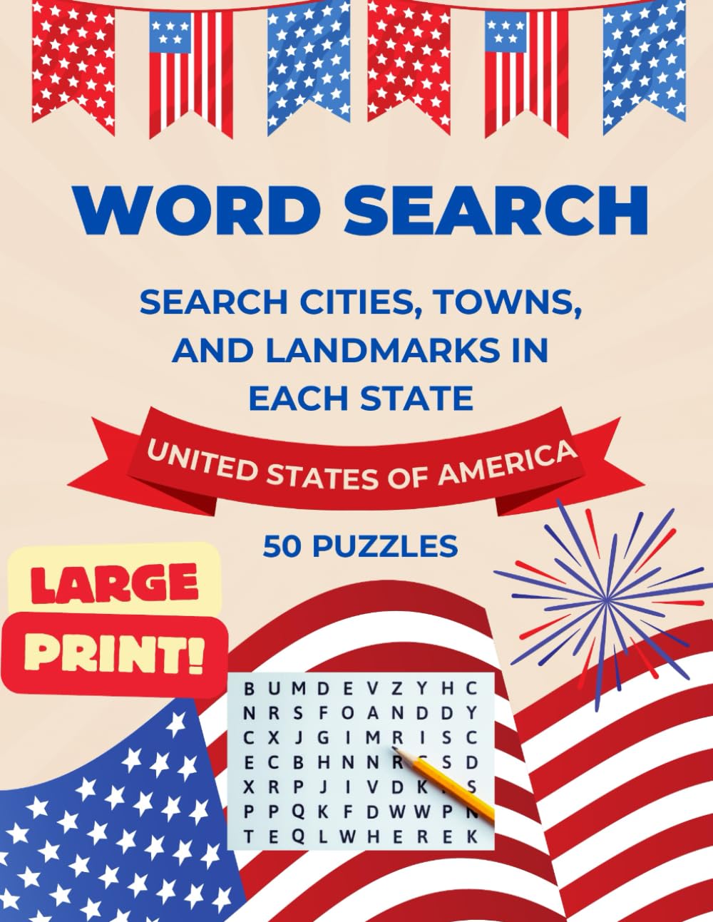 WORD SEARCH: SEARCH CITIES, TOWNS, AND LANDMARKS IN EACH STATE