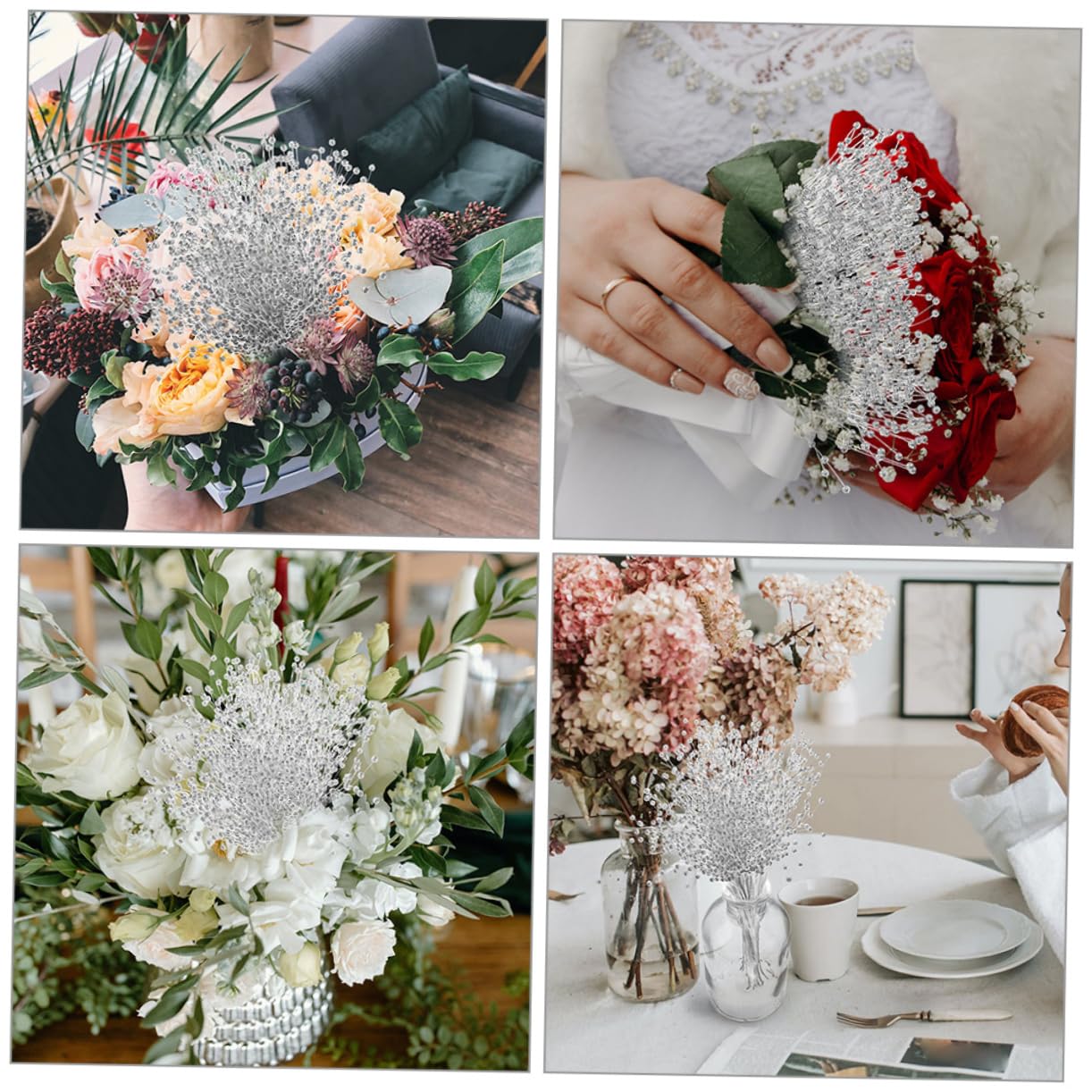 Angoily 200pezzi Ghirlande in Plastica Forniture per Bouquet Fai da Te Decorazioni per Feste Matrimonio Filo Centrotavola Vaso da Tavolo Materiali per Composizioni Floreali