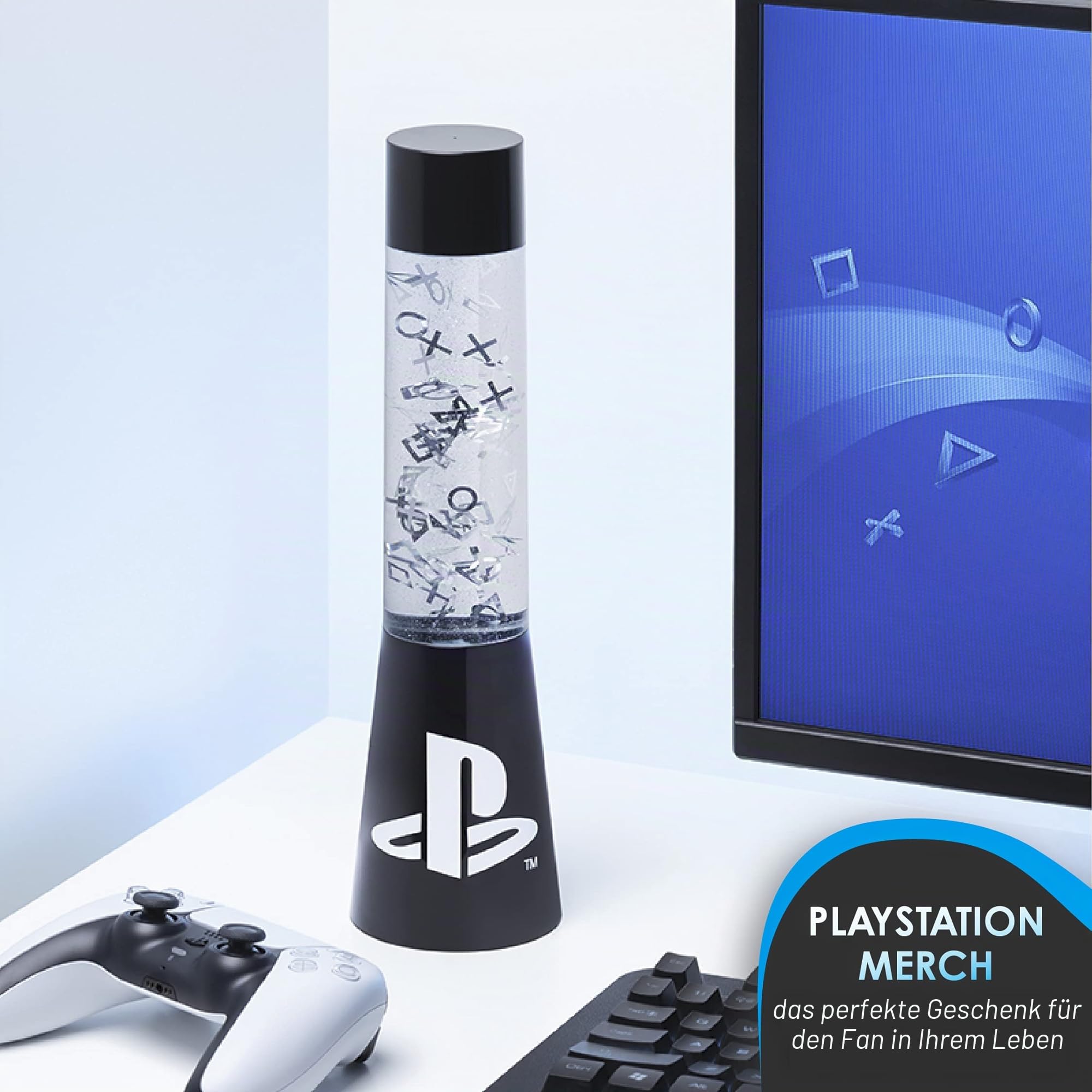 Paladone PP10211PS Playstation Glitter Flow Night, Bedroom Décor Mood Light, 33 cm Lampe, Plastic, Mehrfarbig