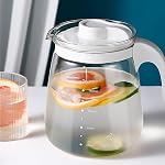 WRINGKIT Pitcher d'eau en verre, 1.8 L / 60 Carafe de thé glacé Oz avec limace, Jus résistant à la chaleur de moitié Gallon avec ligne d'échelle précise, Idéal pour le thé solaire, le citron, café glacé, lait