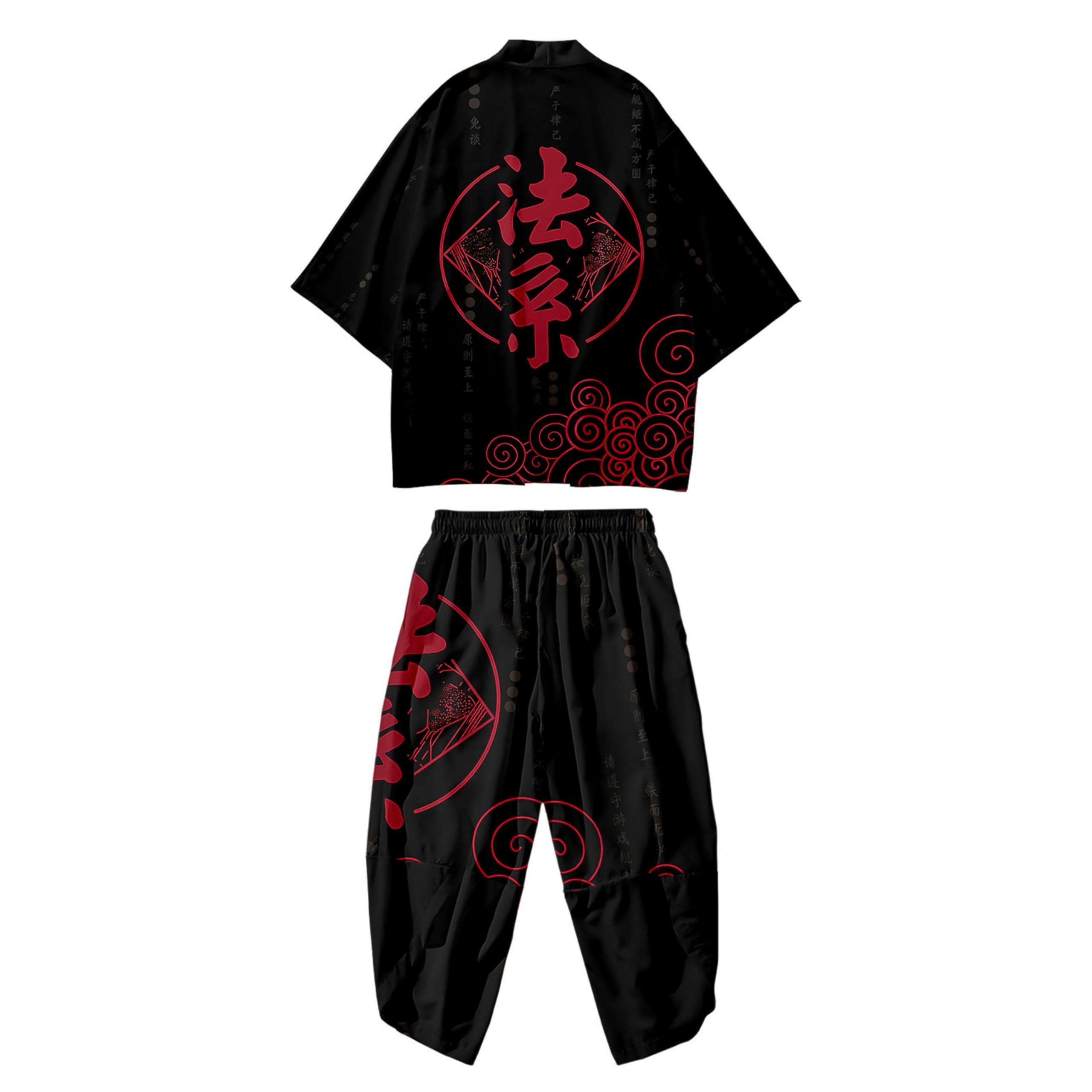 Mens Kimono Set 3/4 Sleeve Haori And Shorts Casual 2 Piece Japanese Outfits