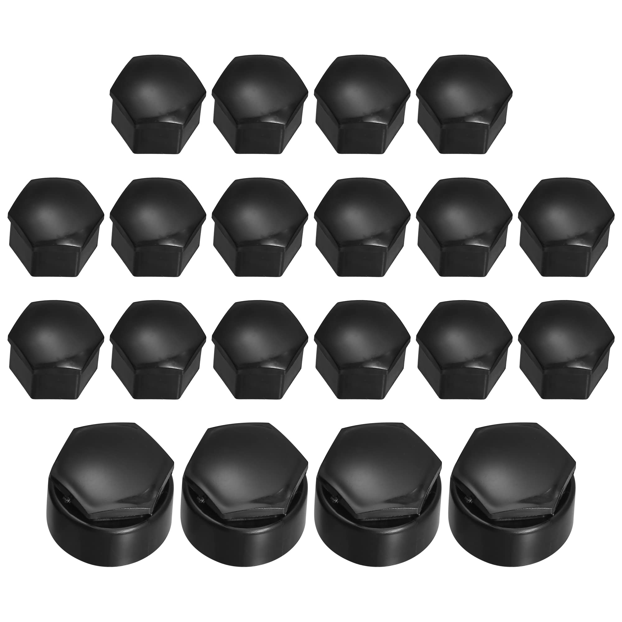 uxcell 20pcs Wheel Lock Lug Bolt Nut Cover Cap Center Cover Bolt Lock Cap with Clip Tool Set for Audi, Black, 0.7 inch (17 mm) Inner Diameter