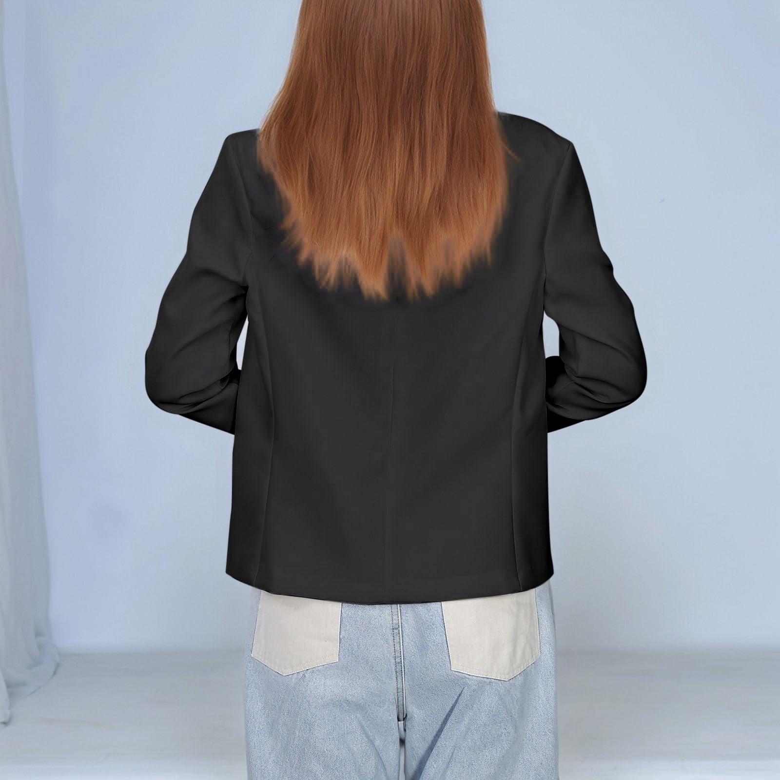 Chaqueta Formal Niña Liso Solapa Traje Frente Abierto Top Manga Larga Talla 5-14 Años