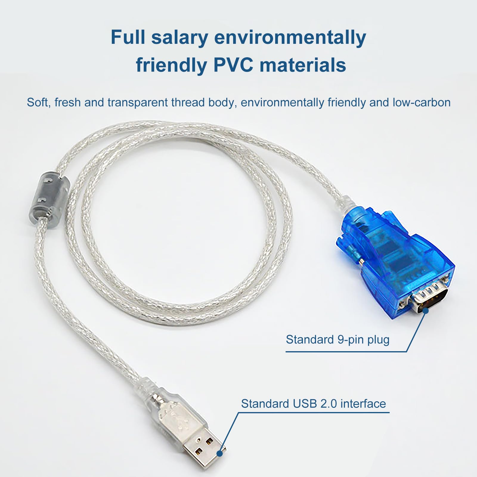 Câble USB vers série RS232 (5 m) connecteur DB9 RS232 mâle port série adaptateur industriel prend en charge les séries Windows/Linux/MacOSX