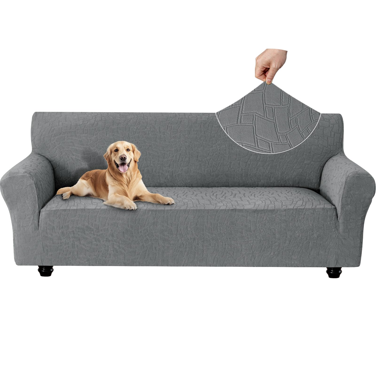 Ystyle Funda Sofa 3 Plazas, Couch Cover Elasticas, Funda para Sofa Antiarañazos Gatos, Forros para Sofas Antideslizante, Protector Sofa Antimanchas Lavable Anti Perros, Gris Claro Global Recycled Standard Global Recycled Standard Global Recycled Standard