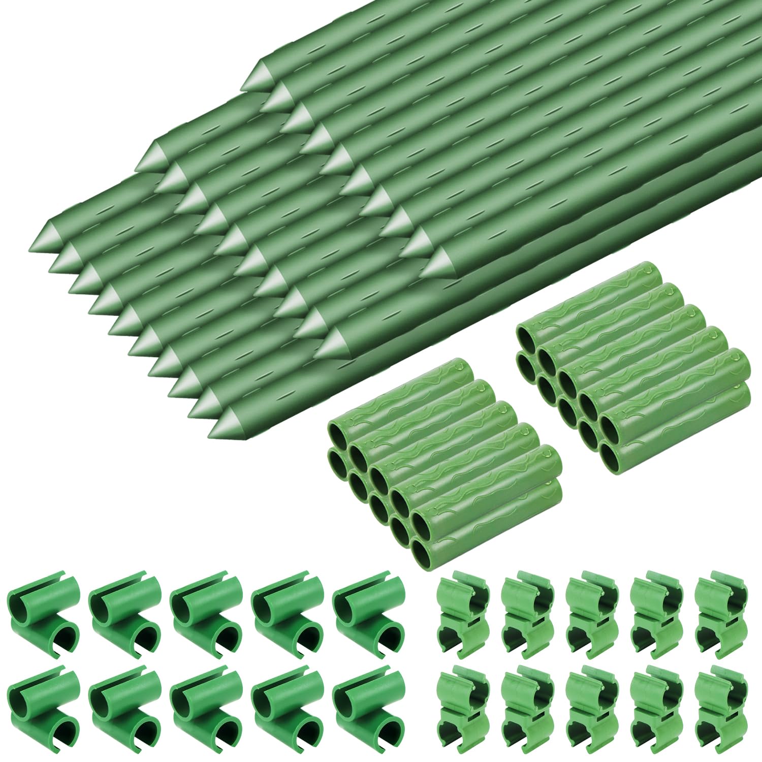 Piquets de jardin solides KKSTY vert de 1,2 m pour tuteurage rigide et haute résistance au vent