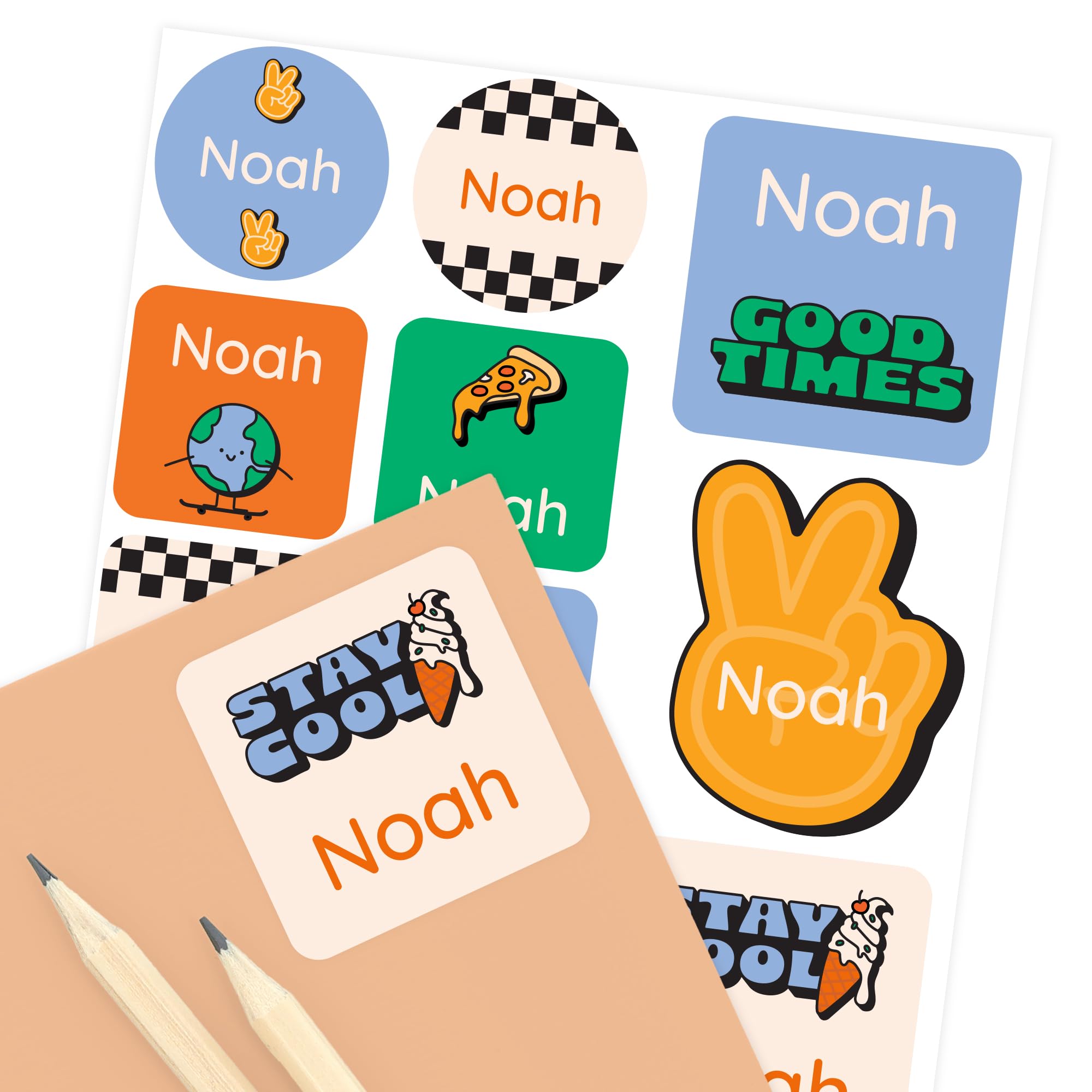 Name Labels for Kids (33) - Custom Stickers for Daycare, Camp and School - Durable, Waterproof Stickers for Water Bottles, Lunch Boxes, and More with