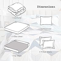 Vista 5 de Flysheep Bed in a Bag - Juego de sábanas de microfibra con estampado de triángulos azul marino de 6 piezas