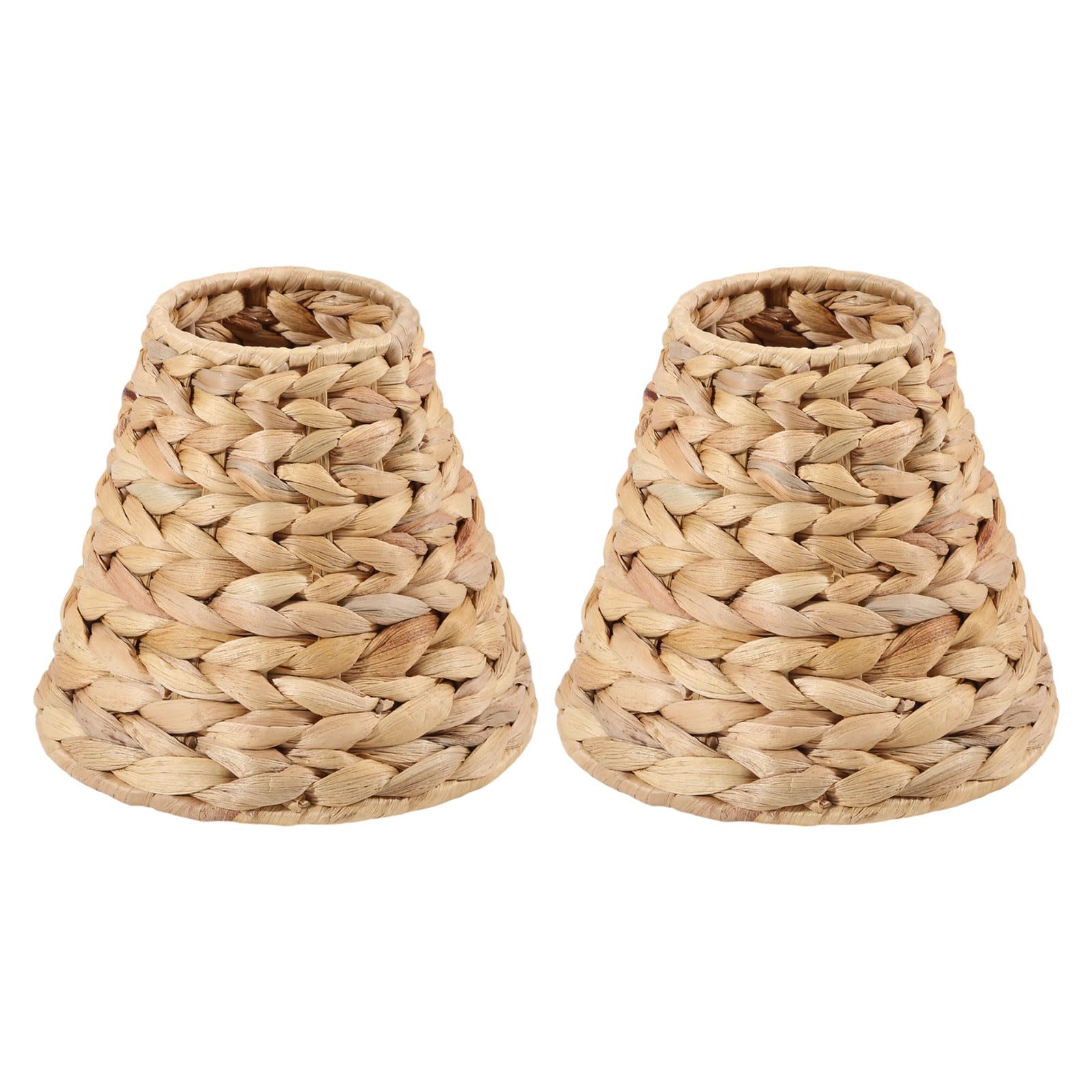 CONCHLERY 2 PCS Clip-On Chandelier Lamp Shades Cone Horsetail Lamp Shades Replacement Clip on Lamp Shade for Floor Lamp Pendant Light Wall Sconces, Light Wood
