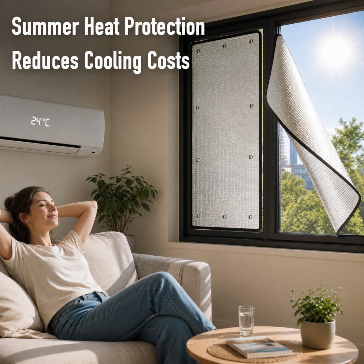 Protector Solar Ventana Casa, Película Aislante Térmica Reflectante con Ventosas, Panel Aislante para Ventanas, Control de Temperatura, Cristal y Terraza(Borde Negro,160W x 180H cm)