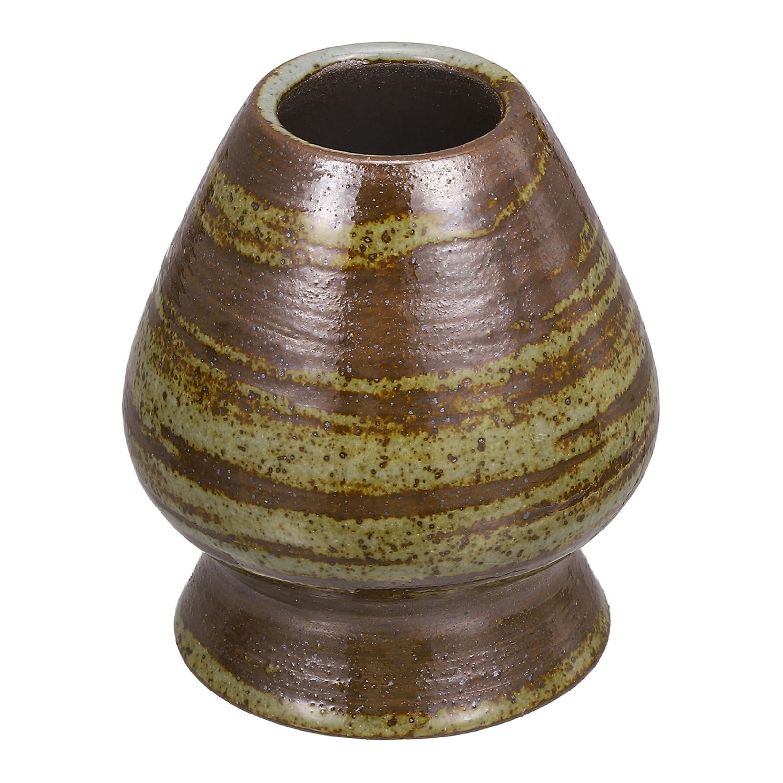 sourcing map Matcha Tea Whisk Holder 69mm Ceramic Chasen Stand Traditional Matcha Whisk Stand Japanese Bamboo Chasen Holder Tea Set Accessories, Brown