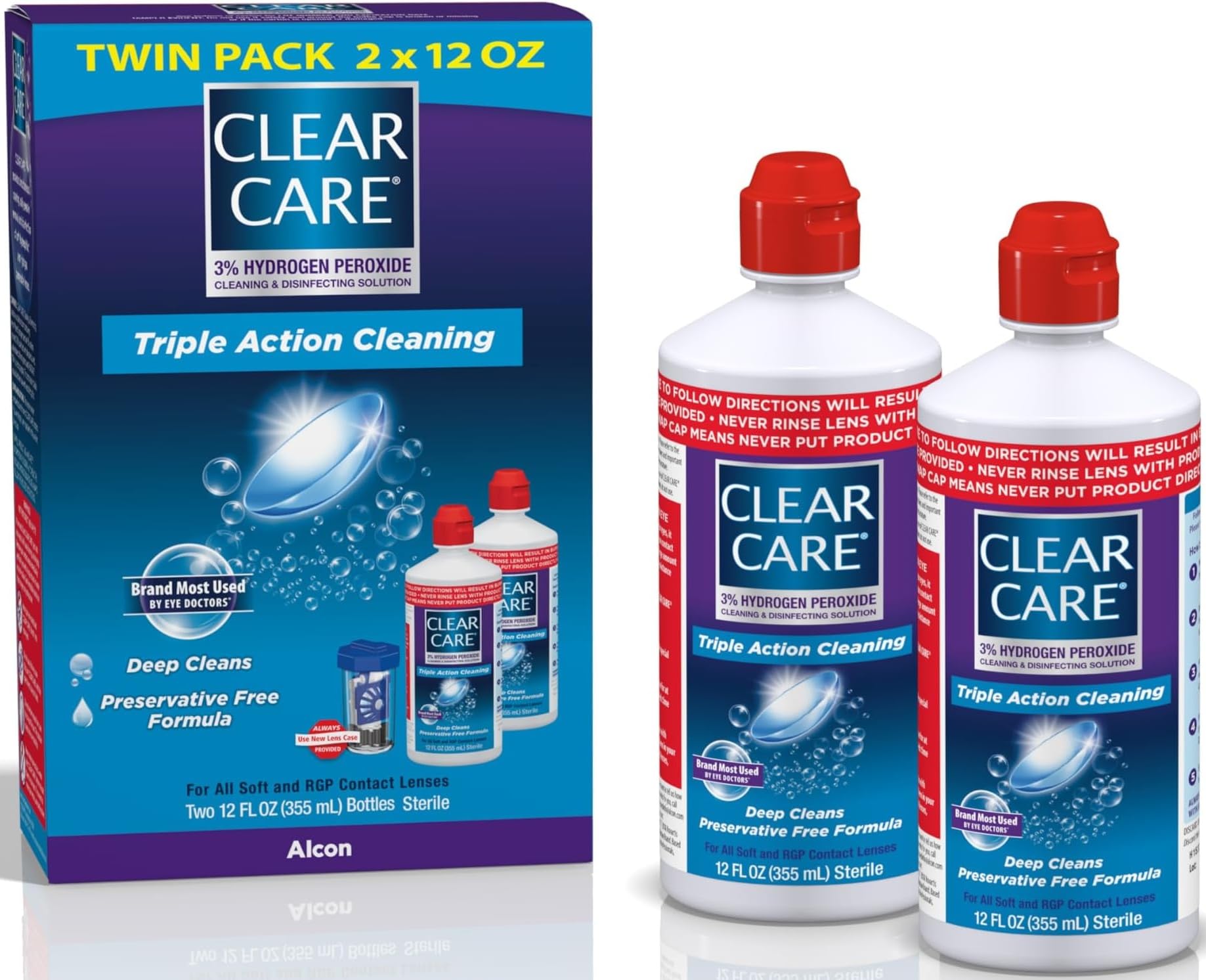 Alcon Clear Care with Lens Case, Twin pack,12 Ounce Each by Alcon