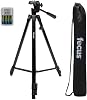 Focus Camera 59 Travel DSLR Camera Tripod Stand with Bag and Rechargeable Batteries, Lightweight, NikonCanonSony Camera Compatible, Professional Tri Pod
