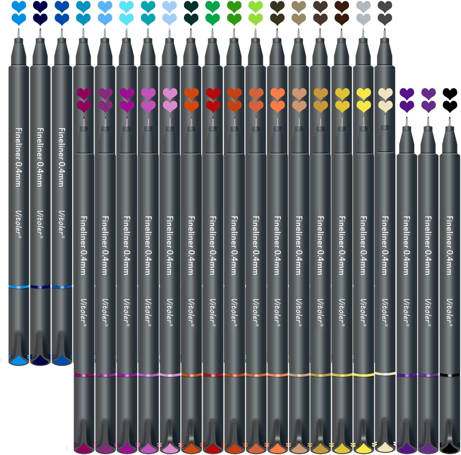 PATHOS INDIA Pens, Fineliner Pens, 36 Pack, 0.4 mm, Pens Fine Point
