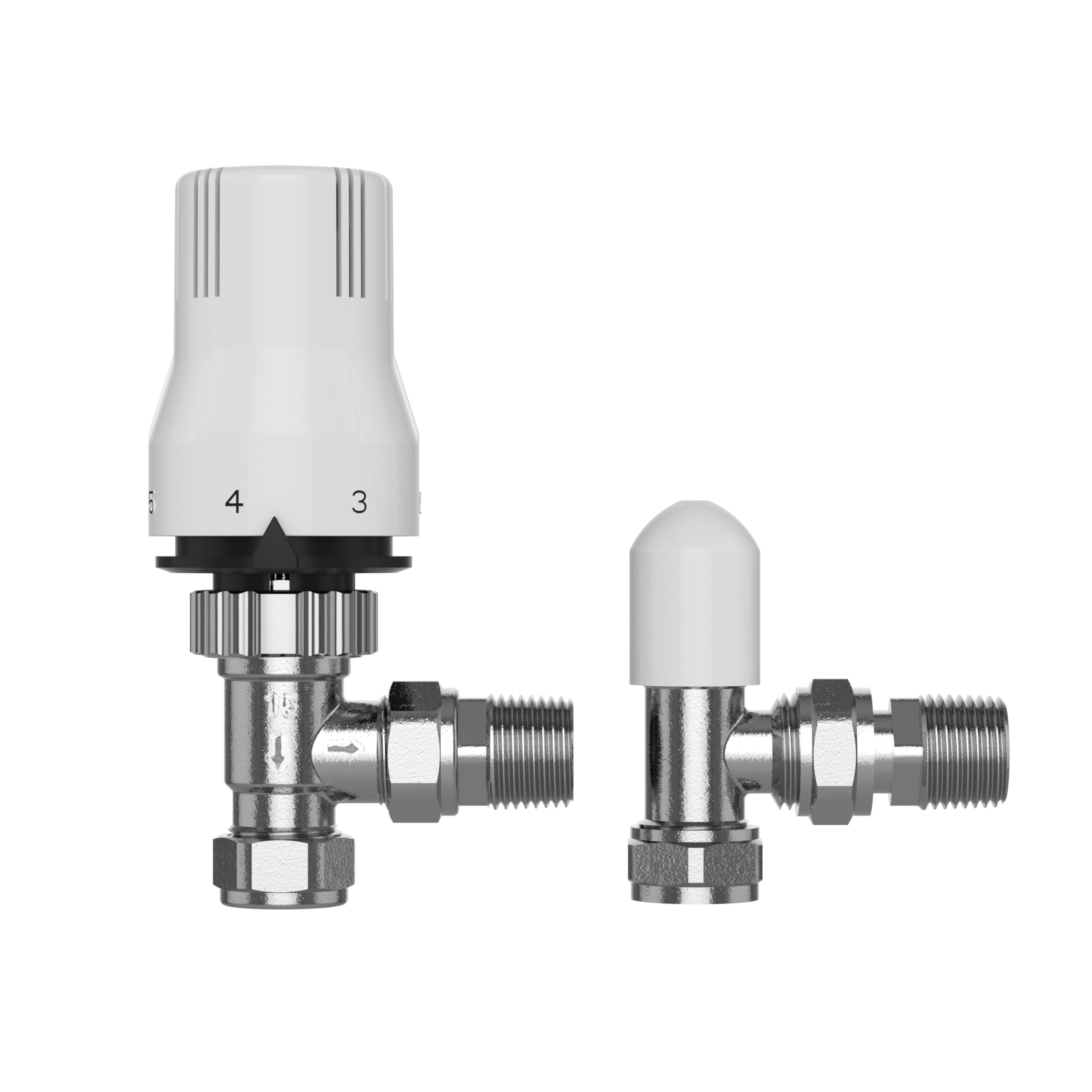 Primaflow White Pro Classic Angled Thermostatic Radiator Valve With Lockshield 15Mm