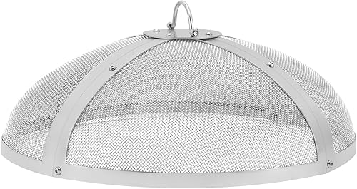 Miniatura 11 de Rejilla redonda para fogata de 27 pulgadas, cubierta de metal de acero resistente reforzada, tapa para fogata al aire libre, tapas de pantalla