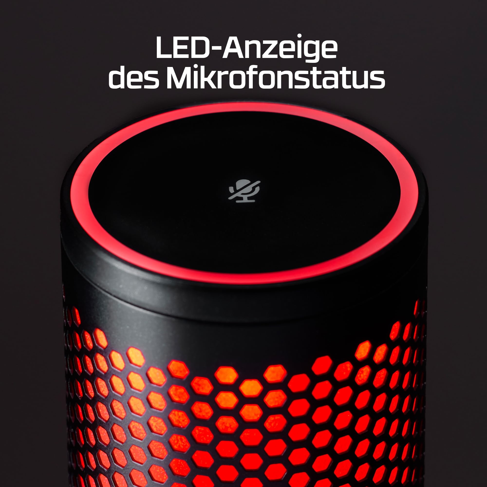 HyperX QuadCast 2, USB-Mikrofon für Gaming, Streaming und Podcasting, Tippen-zum-Stummschalten-Sensor, LED-Beleuchtung, 24-Bit/96-kHz-Aufnahmen, 4 Richtcharakteristiken, Dämpferhalterung, Schwarz