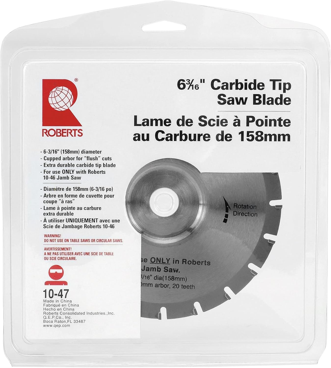 ROBERTS 10-47-6 20-Tooth Carbide Tip Saw Blade for 10-55 Jamb Saw, 6-3/16-Inch