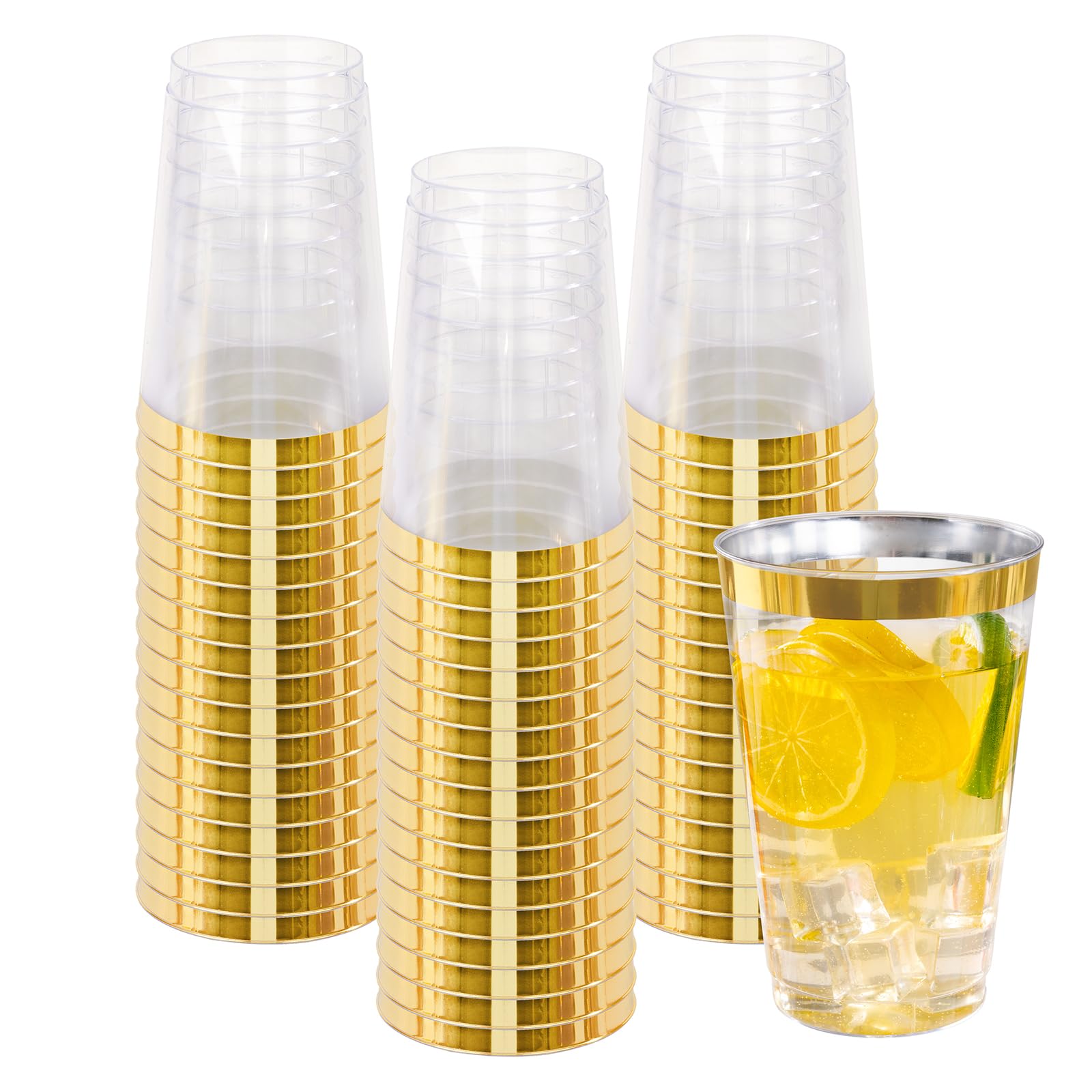 I00000 100 Pack 14 oz Gold Plastic Cups, Gold Disposable Cups Tumblers, Disposable Plastic Wine Glasses Cocktail Glasses Perfect for Party & Wedding — Amazon image 9