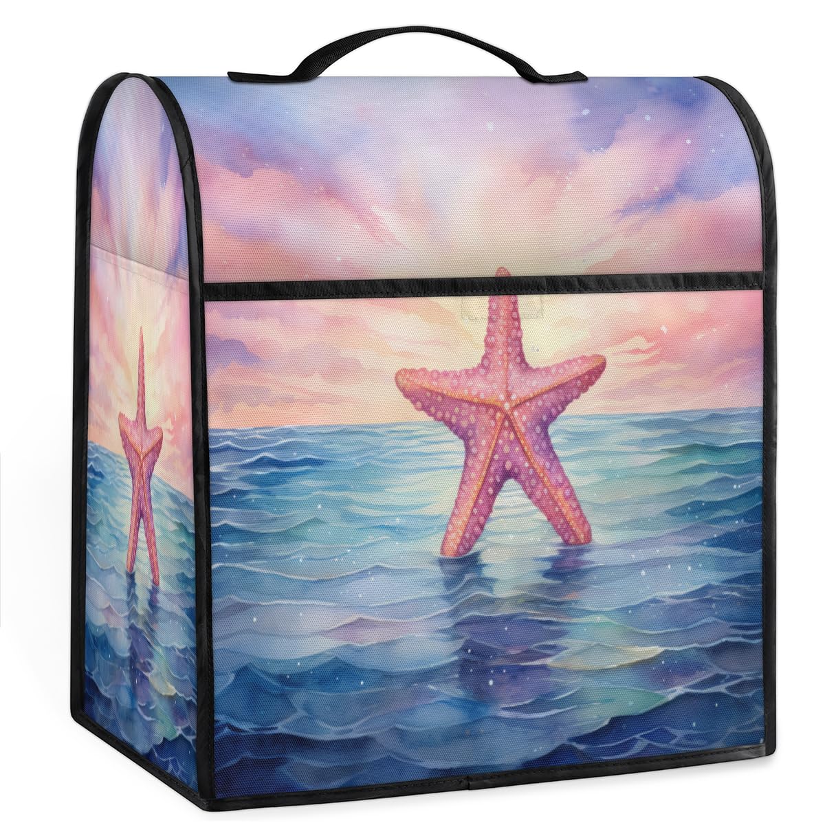 Coffee Maker Cover Watercolor Ocean Starfish Kitchen Appliance Covers Small Appliance Covers Blender Cover Juicer Cover Dust Covers for Kitchen Appliances with Top Handle and Pockets,Washable,B649