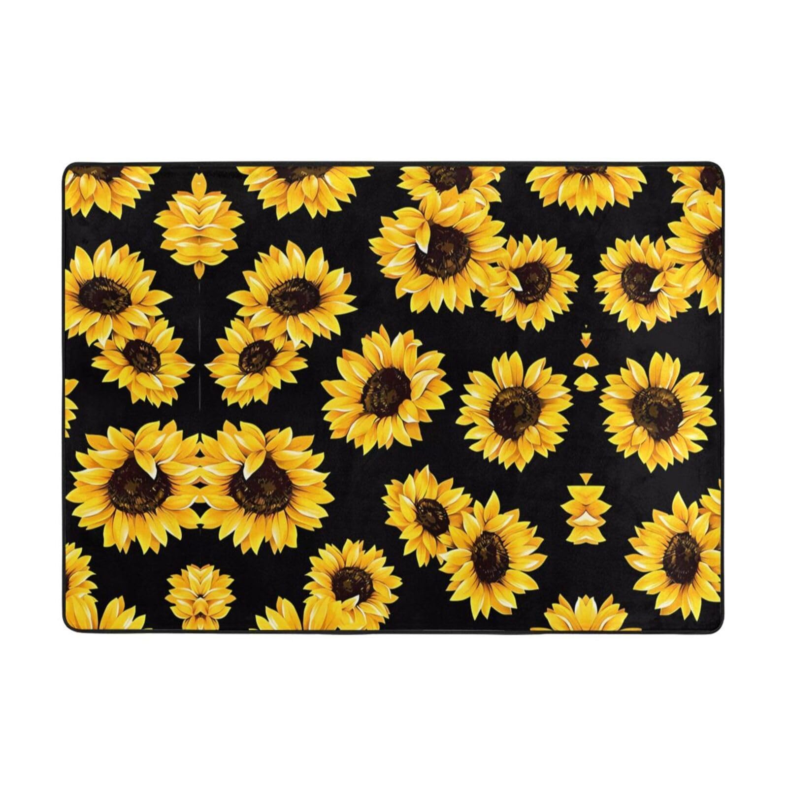 Tapis antidérapant en fausse fourrure avec imprimé tournesol 203,2 x 147,3 cm – Couvre-lit confortable pour salon, chambre, bureau et plus encore
