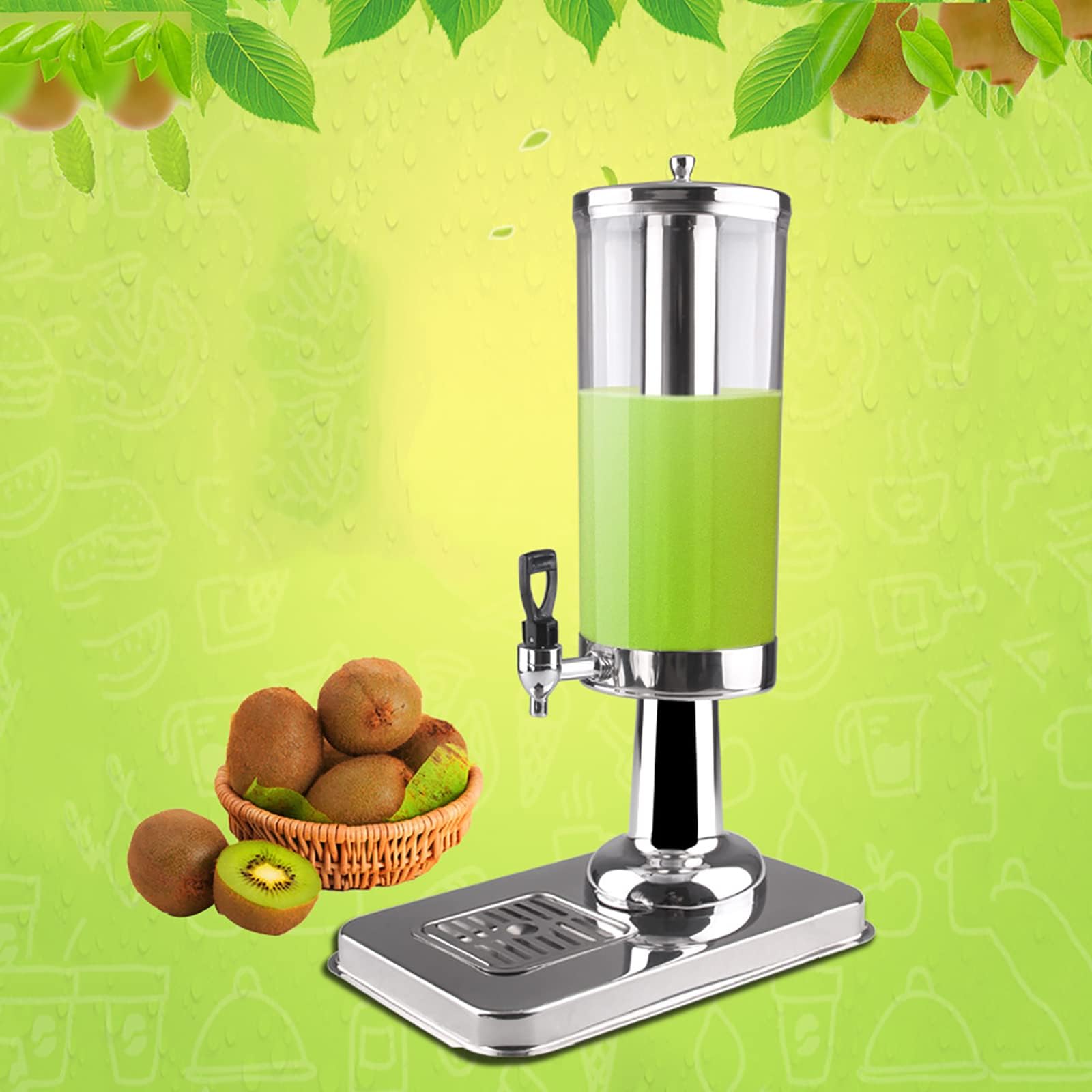 Dispensadores de bebidas de acero inoxidable, máquina comercial de bebidas frías de 3 litros, dispensador de zumo de frutas con soporte y grifo, for el hogar, restaurante y fiesta