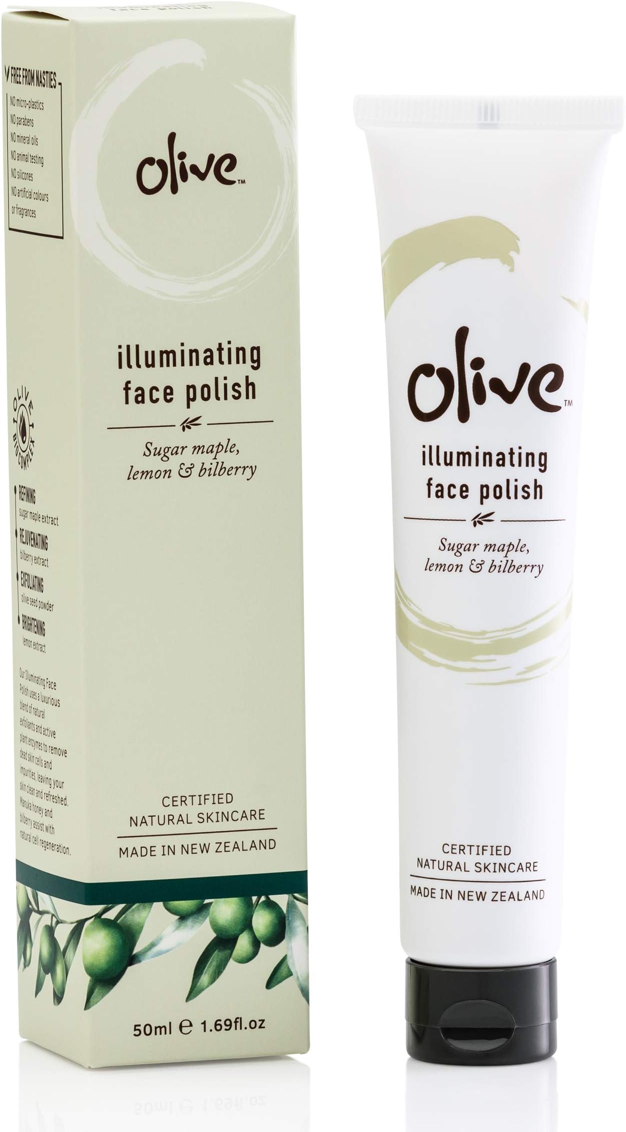 Olive Certified Natural Skin Care, Illuminating Face Polish, 1.69oz Bottle