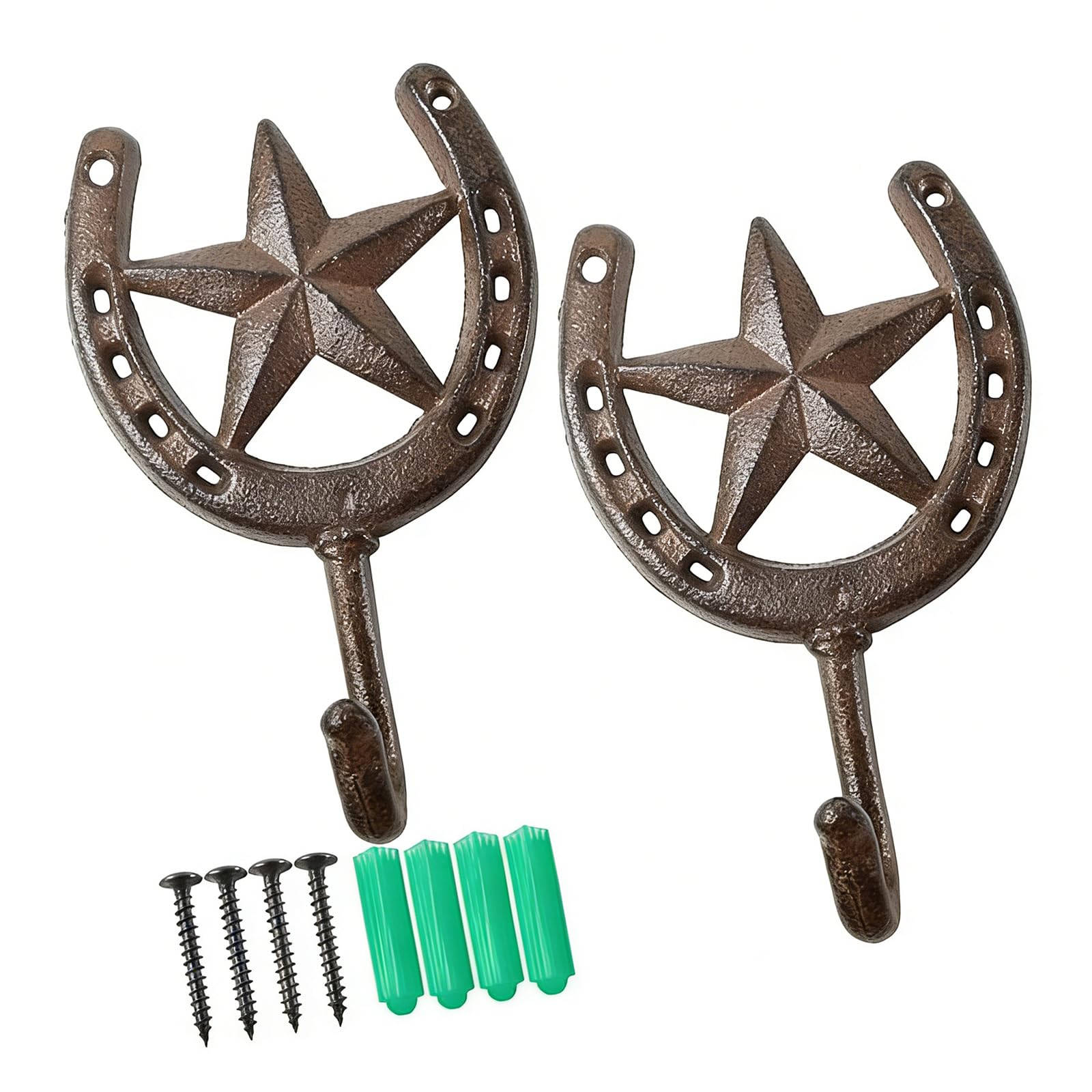 Hsioluted Multicolor Bucolic Point Star Shape Wall Mount Hanger Practical Iron Construction Decorative Wall Hook For Home Organization Retro Home Accessory