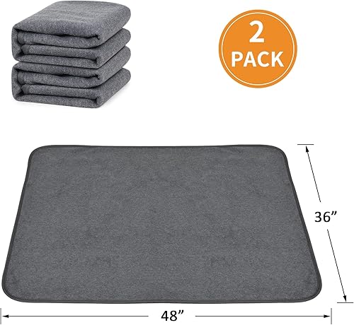 Miniatura 6 de Almohadillas lavables para orina de perro de 36 x 48 pulgadas, paquete de 2 almohadillas reutilizables para parto, almohadillas antideslizantes para