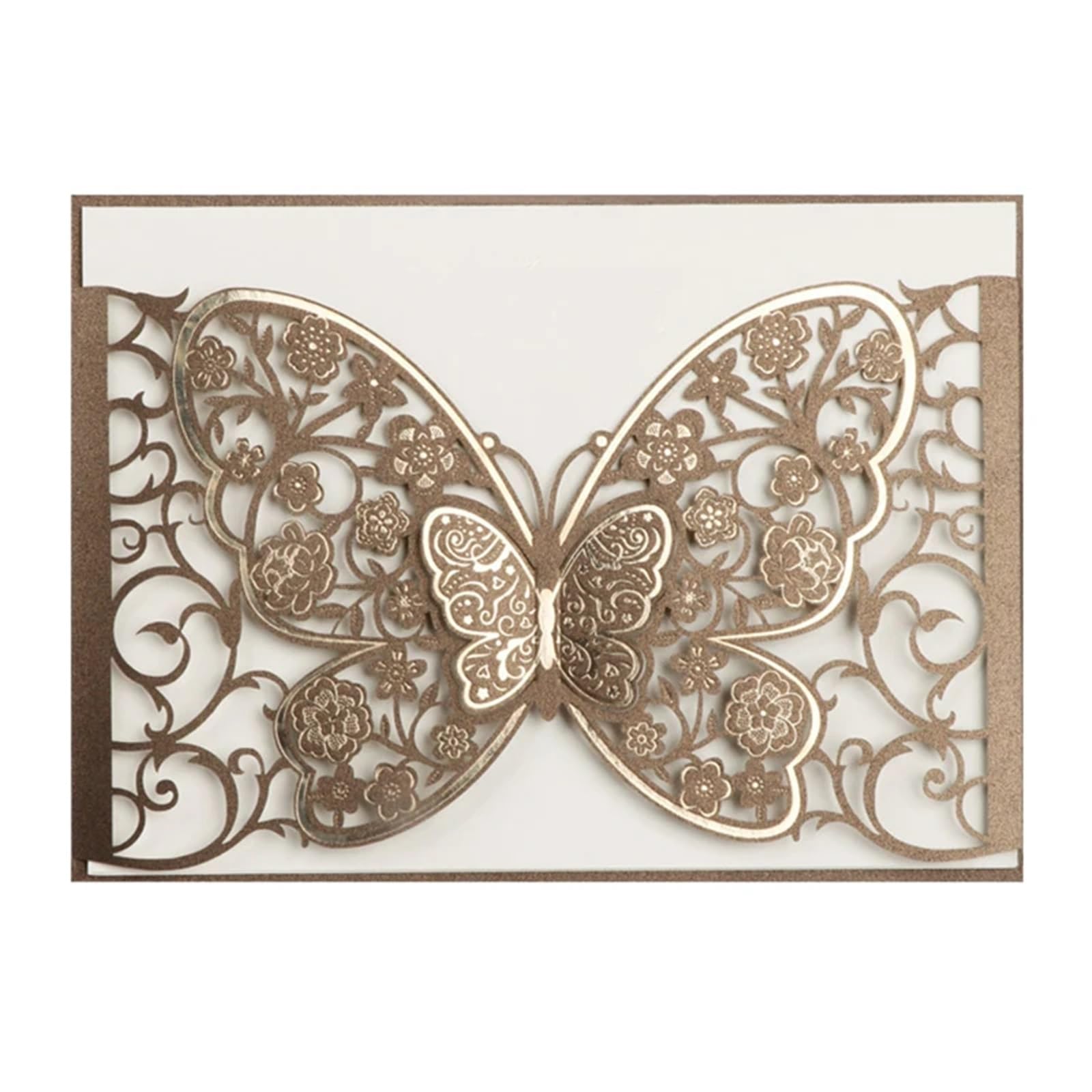 Einladungskarten Hochzeit 50 Stück Schmetterling, lasergeschnittene Hochzeitseinladungskartenhüllen, Party-Postkarte, Geschäftsgrußkarte, Verlobung, Hochzeitsdekoration(Coffee)
