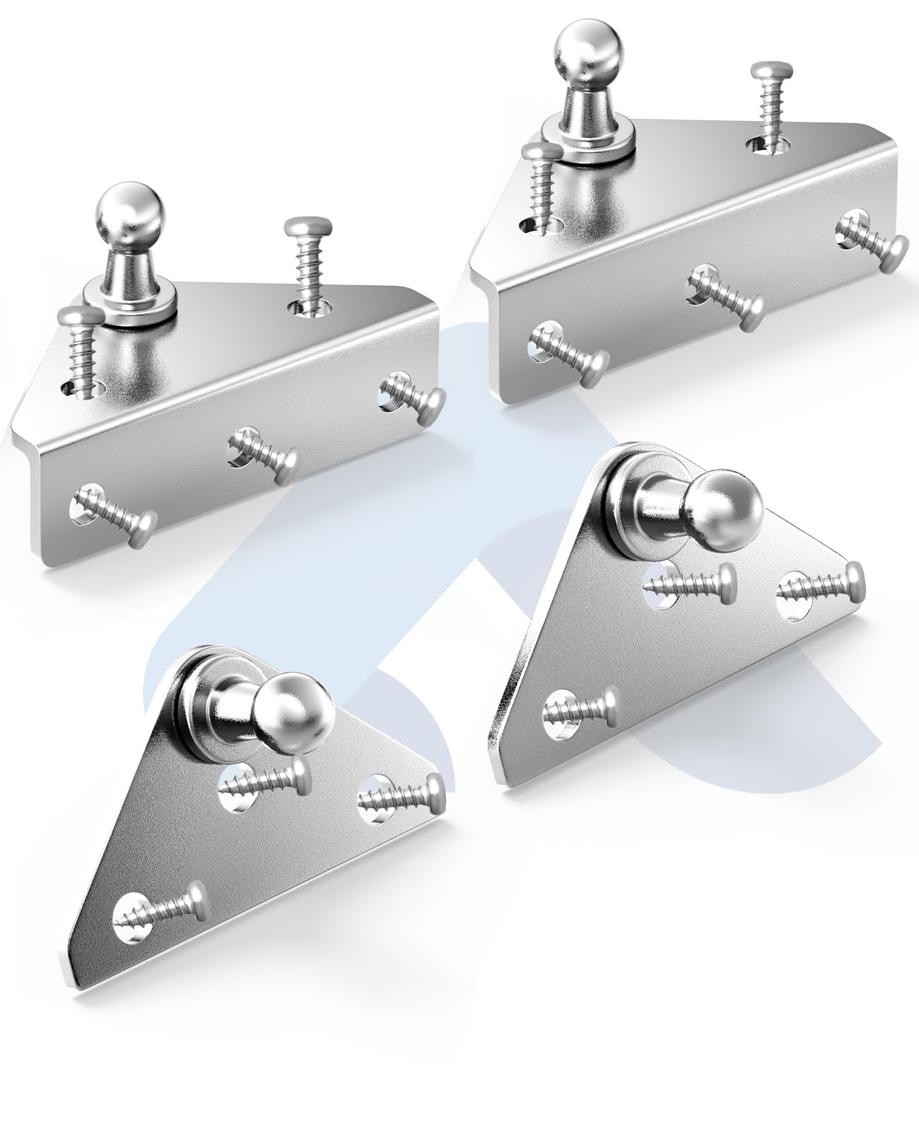 10MM Ball Stud Mounting Bracket for Universal Gas Struts Lift Supports Shocks Spring Prop Mounts Brackets Kits Silver 4PCS with 16 Screws (Only Fits 10mm Ball Head)