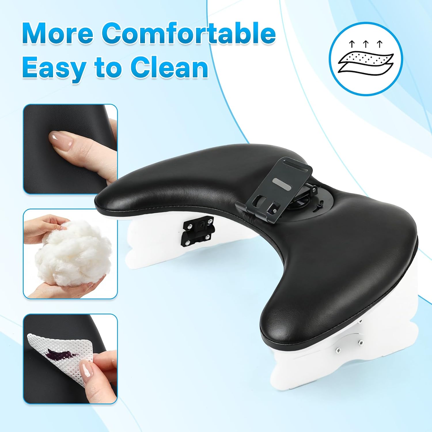 ANGNYA Arm Rest for Nails Tech with Adjustable Height and 360°Built-In Phone Holder, U-shaped Nail Tech Arm Rest Detachable Nail Tech Arm Rest Pillow Cushion for Salon and Home Use