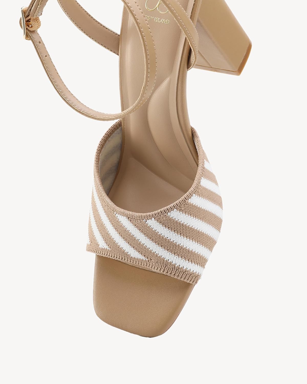 NEWBELLA Women's Chunky Block Heel Sandals - Square Open Toe Ankle Strap High Heels for Wedding, Prom, Party & Date Night (Beige, Adult, Women, 8, Numeric, US Footwear Size System, Medium) - Image 4