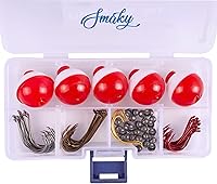 Smaky 80-Piece Fishing Tackle Kit for Beginners - Hooks, Bobbers, Sinkers in Portable Box | Live & Artificial Baits Ready